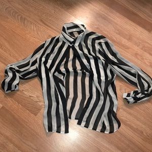 Forever21 black and beige stripped blouse
